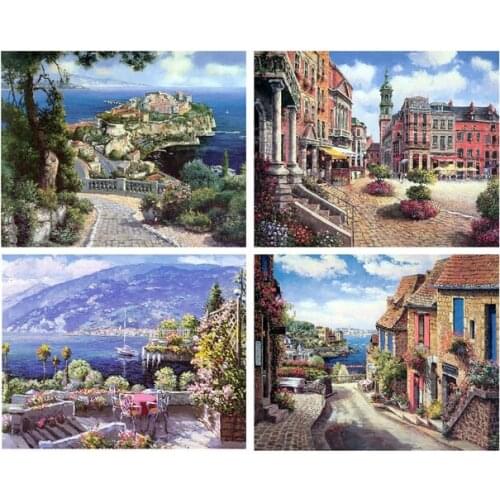 Home Decor Frameless Wall Pictures for Living Rooms Oil Painting On Canvas Prints Landscape Beauty Mediterranean Sea