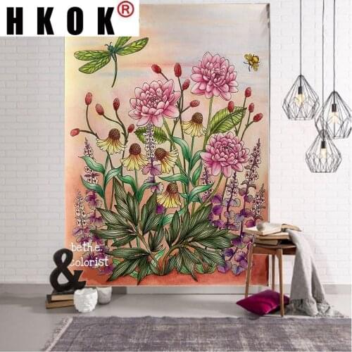 HKOK Flowers Tapestry Wall Rugs Wall Hanging Fabric Mural Background Cloth Towel Beach Fabric Blanket Bedroom Living Home Decor