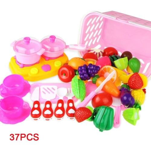 Kids Pretend Play Kitchen Toy Set Plastic Simulation Vegetable Fruit Cutting Toy Classic Educational Toys For Children Kids Gift