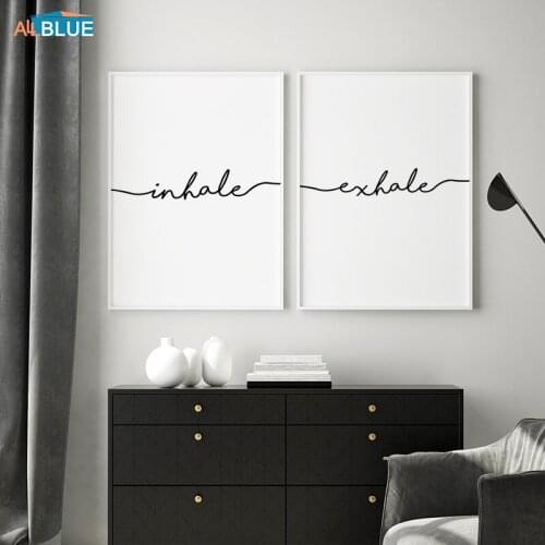 Inhale Exhale Letters Poster Nordic Minimalist Canvas Art Prints Painting Wall Art Decorative Picture Living Room Home Decor