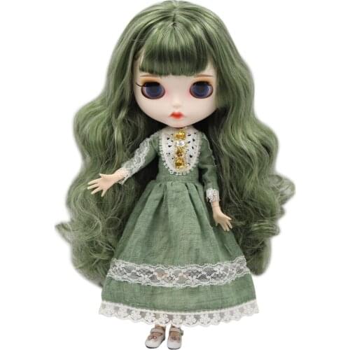 ICY DBS Blyth doll white skin joint body Green hair new matte face with eyebrows Lip gloss. No.BL4299/8800