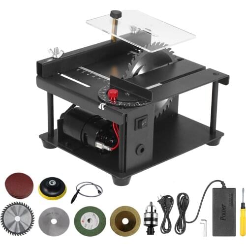 Table Saw Mini Desktop Saw Cutter Electric Cutting Machine with Saw Blade Grinding Wheel Adjustable Angle 35MM Cutting Depth
