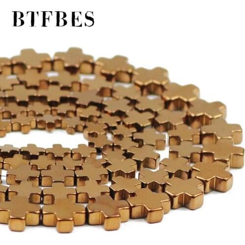 Natural Hematite Stone Copper Cross Loose Beads For Charm Jewelry Making Diy Trendy Bracelet Necklace Accessories 6/8/10mm