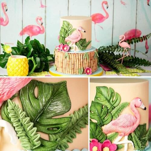 New Fondant Silicone Mold Flamingo Parrot Toucan Tortoise Plant Baking Cake Decoration Mold DIY Chocolate Baking Tool WMJ-916
