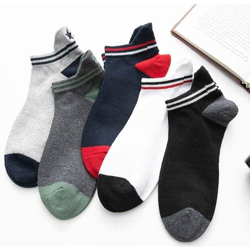 New Mens Socks All-match Casual Sports Comfortable Breathable Non-slip Cotton Ankle Embroidery Series Shallow Mouth Socks