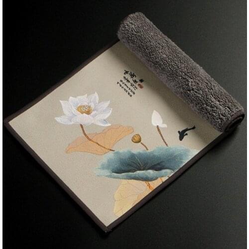 Painted Tea Towel Thickened Absorbent Flannel Kung Fu Tea Set Tea Ceremony Accessories Can Be Customized