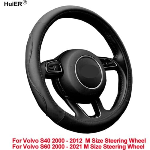 Car Steering Wheel Cover Wrap For Volvo S40 2000 2001 -2010 2011 2012 S60 2000 - 2021 M Size Braid on the Steering wheel Volant