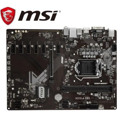 Original used motherboard for MSI H310-A PRO DDR4 LGA 1151 USB2.0 USB3.1 DVI HDMI 64GB Z170 Desktop mainboard PC