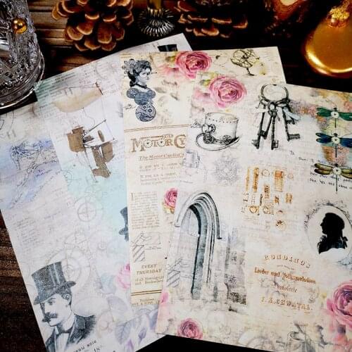 Panalisacraft 4pcs Vintage flower Stickers Scrapbooking Decorative Journal Planner Sticker DIY Craft Photo Albums Card Make Deco