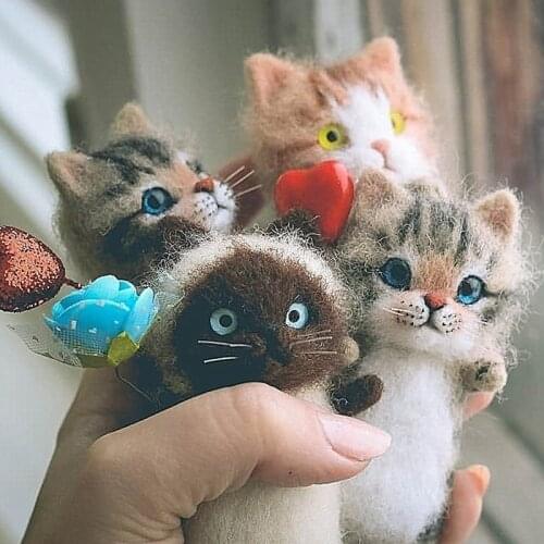 Hot Cute and Interesting handmade toys DIY wool felt cat kits unfinished plush doll For Children Gift Home Decoration