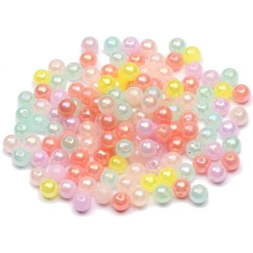 Colorful Round Mixed Acrylic Spacer Beads 6/8/10/12mm Loose Beads For Jewelry Making Handmade Diy Necklace Bracelet Accessories