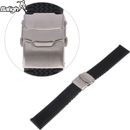 Newest Fashion Watch Band 20 22 24mm Silicone Rubber Watch Strap Band Deployment Buckle