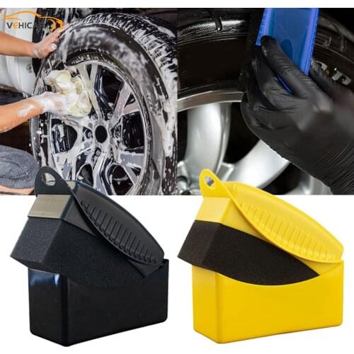VEHICAR Car Wheel Polishing Waxing Sponge Brush Plastics Cleaning Brush Tool Tire Contour Dressing Applicator Pads Brush