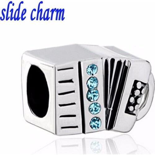 Slide charm Free shipping Accordion charm beads fit Pandora bracelets hand jewelry accessories Christmas gift