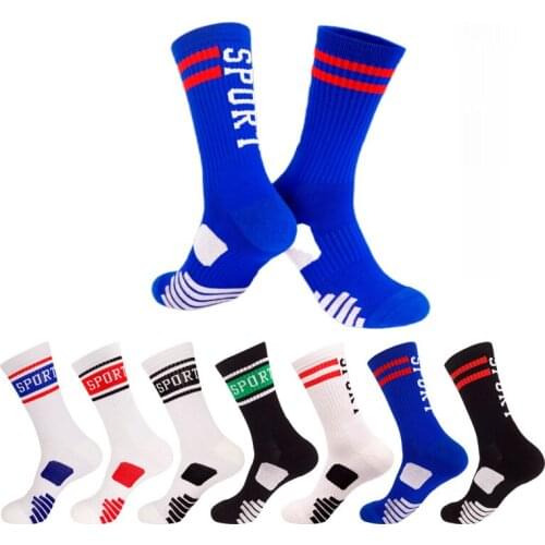Sports Socks Mens Letter Tube Thick Breathable Running Training Socks Professional Towel Bottom Basketball Socks