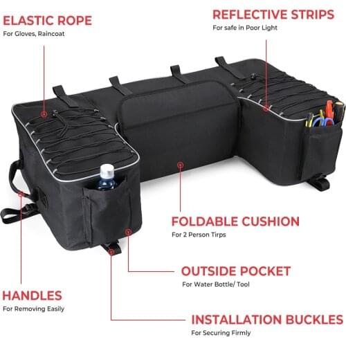 ATV Quad Rear Bag Padded Seat Bottom Support Storage Pack Rack Back Off Road for Can-Am Outlander 400 for Polaris 300 for Yamaha