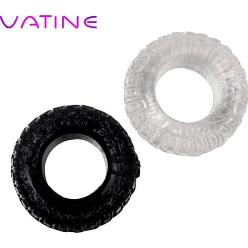 VATINE 2Pcs/Set Tire Type Penis Rings Cock Rings Delay Ejaculation Transparent Sex Toys for Men Silicone Adults products