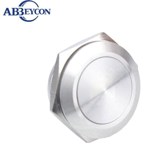 22mm Stainless Steel Short Depth Momentary Latching Waterproof Push Button Switch 2Pin Metal Flat Head non-illuminate Switch