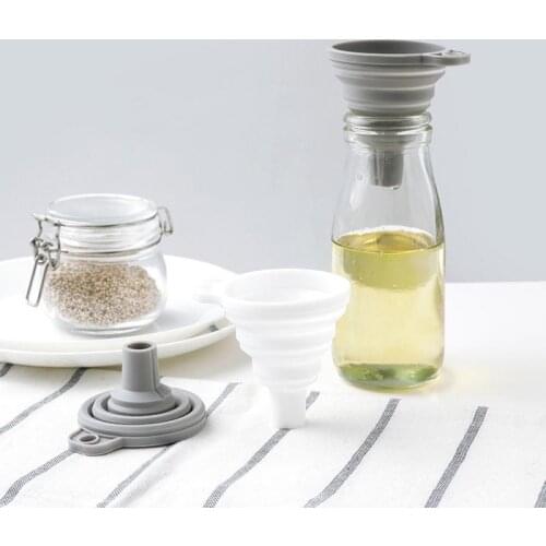High Quality Food Grade Silicone Gel Folding Funnel Foldable Telescopic Long Neck Funnel Liquid Filling Kitchen Tools