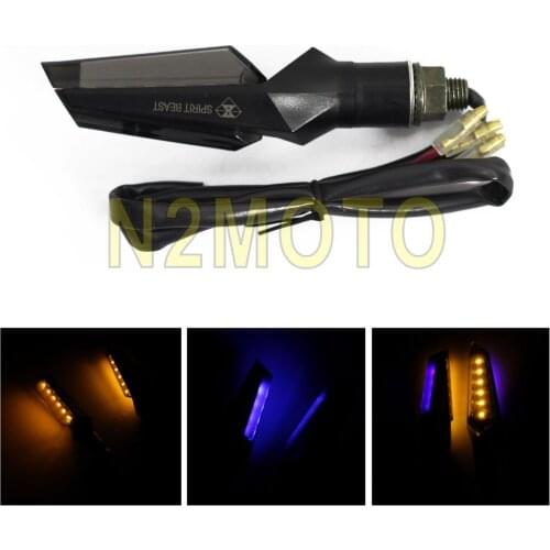 Amber and Blue Pair Motorcycles Waterproof Turn Signal Light Blinker Indicator Universal for 10mm Fairing LED Lamp