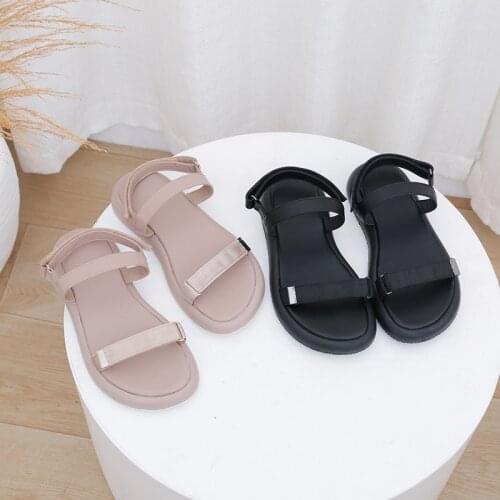 Flat Sandal Shoe All-Match 2021 Womens Clear Heels Suit Female Beige Without Low New Fashion Comfort Black Girls