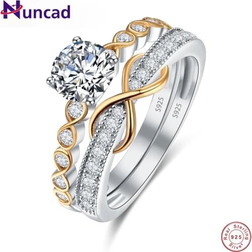 NUNCAD Womens 6.5mm Wide Diamond Zircon Ring Wedding Ring Silver Ring 925 Jewelry Paving Set CZ Zircon Crystal Jewelry