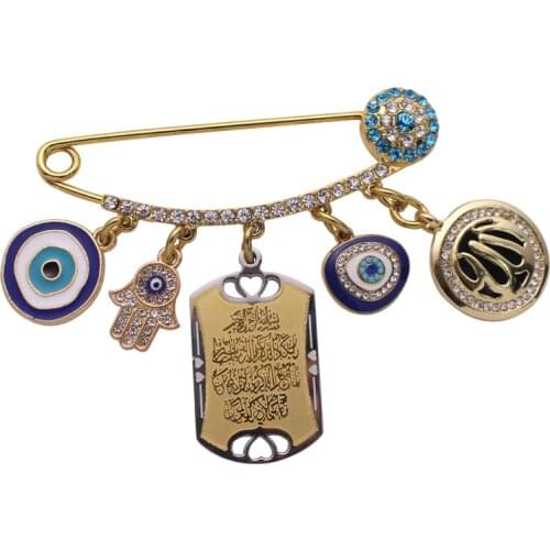ZKD muslim islam Allah Quran Vanyakad Turkish evil eye hamsa hand of fatima Stainless Steel Pin brooch Baby Pin