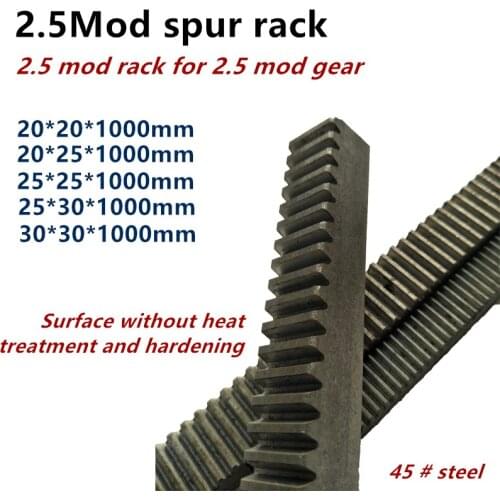 1pc 2.5M 2.5 Mod 20*20*1000mm 20*25 25*25 25*30 30*30 Mold Gear Rack Precision CNC Rack Straight Teeth Toothed rack Router