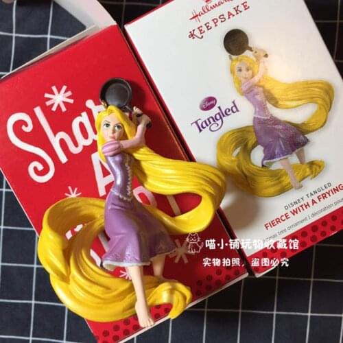 1pcs 10cm Disney Princess with long hair Cute Tangled Figures Collection Toy with box packing Christmas tree oranment