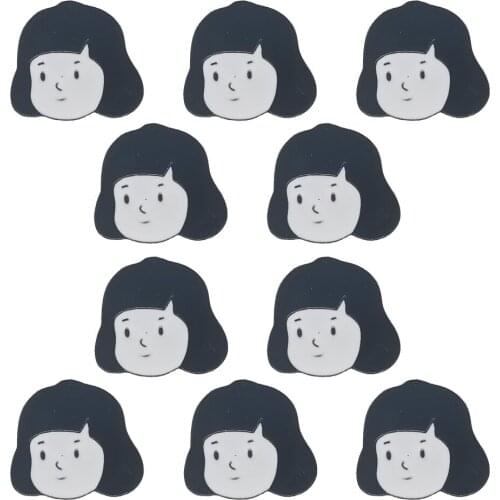 10pcs Little Girl Head Brooch Manga Enamel Pin Jeans Coat Shawl Lapel Pins Backpack Badges Jewelry Decoration Gifts For Friends