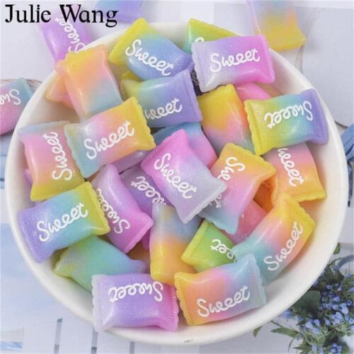 Julie Wang 10PCS Resin Mixed Sweet Candy Charms Artificial Food Slime Pendants Jewelry Making Accessory Home Table Decor Props