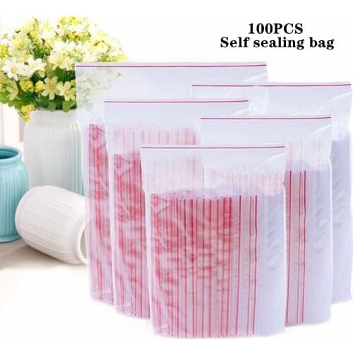 100pcs/Batch Transparent Storage Bag Small Self-sealed Plastic Bag for Food Candy and Biscuit Packaging