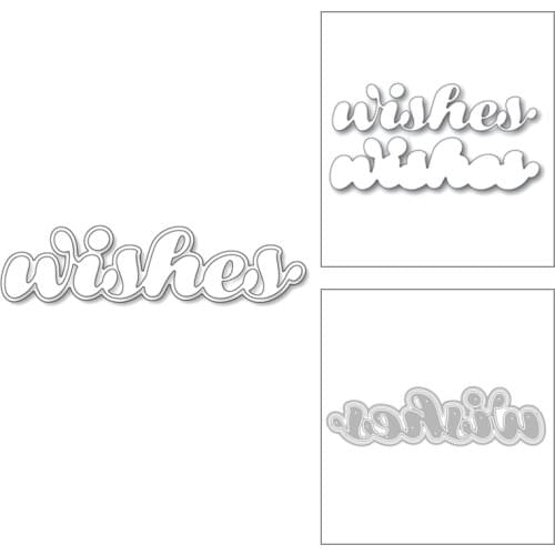 2020 New English Letter Sentiment Words Wishes Layered Metal Cutting Dies For Scrapbooking Greeting Card Paper Making No Stamps