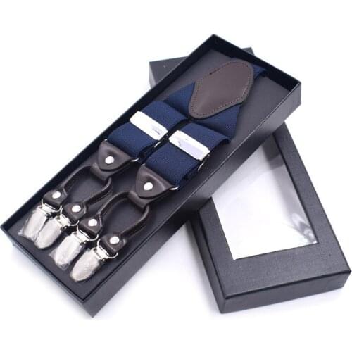 3.5*125cm Vintage Elastic Adjustable Men Trouser Braces Suspenders Y Shape with Strong Metal 6 Clips Suspender Gentleman Braces