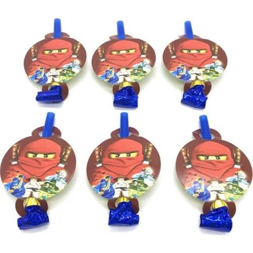 6pcs/lot Ninja Blowout Birthday Party Celebrate Supplies Disposable Noise Maker Ninja Birthday Party Baby Shower Decorate Supply