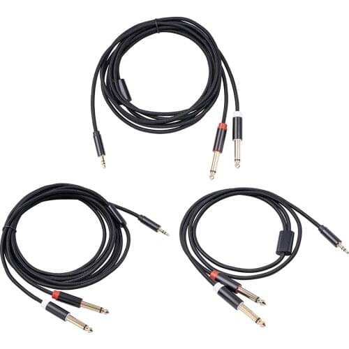 Braided AUX Audio Cable 3.5mm TRS to Dual TS 6.5mm 3.5 Splitter Jack Male Audio Cable for iPhone Laptop Home Stereo