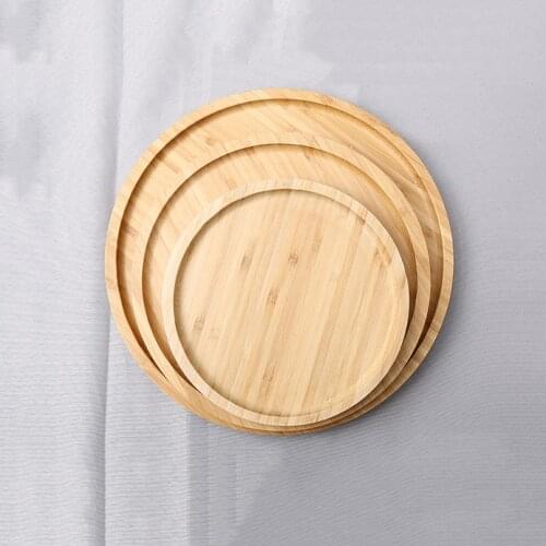GIEMZA Wood Serving Plate Round Tea Tray Fruit Dessert Cake Snack Candy Platter Natural Wooden Bowls Bamboo Dish for Salar
