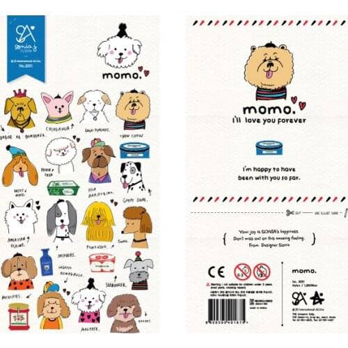 DIY Stickers MOMO Dog Kawaii Stickers for Diary Scrapbooking Notebook Greeting Card Decoration