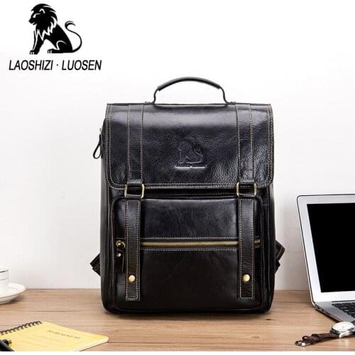 NEW 100% cowhide travel Unisex backpack casual fashion new 56-75 Litre backpack simple personality Zipper Travel 14" Laptop bag
