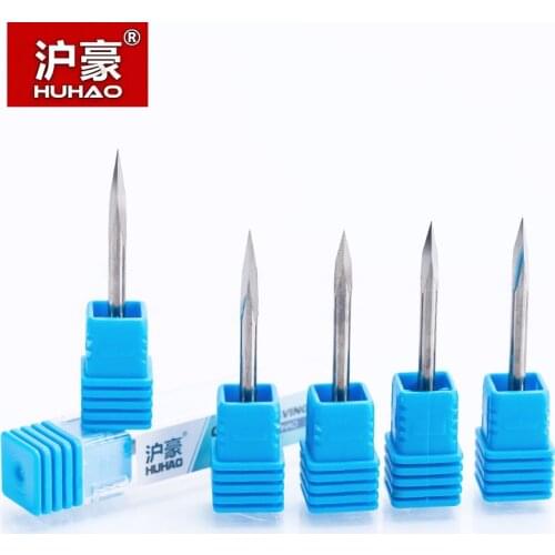 HUHAO 1pc Shank 3.175mm 3 Edge Carbide Pypamid Bits 3A TOP QUALITY CNC Engraving Bits Router Machine 3 Face Stone Carving Tools