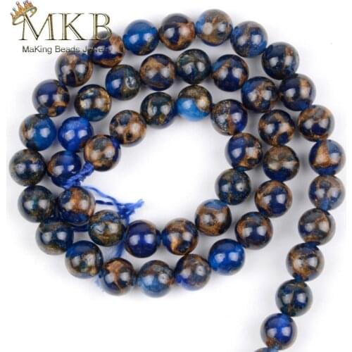 Natural Stone Beads Dark Blue Cloisonne Round Loose Beads For Jewelry Making 6 8 10mm 15inches Wholesale