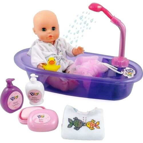 Bebe Bathtub Play Doll Toys Set Baby Bath Paly Toys Children Educational Bathtime Play Dollhouse Toy Set Christmas Birthday Gift