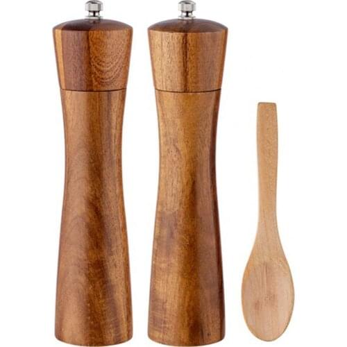 Salt and Pepper Mill, Wood Pepper Shakers with Strong Adjustable Ceramic Grinder with spare Ceramic Rotor - kitchen accessories