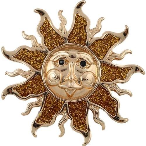 New Japanese and Korean style fashion creative Enamel golden sun cardigan brooch female