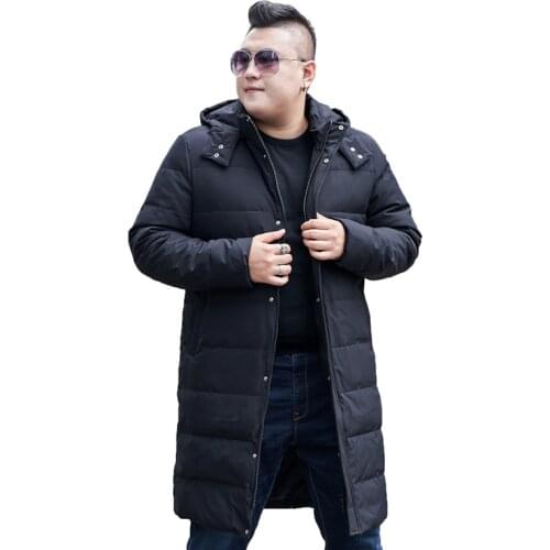 Coat For Men Winter Large Size Long Hooded Warm Coat Mens Long Over the Knees Oversized XL-12XL 13XL Black Jacket