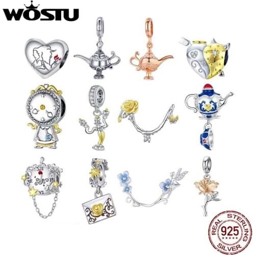 WOSTU Hot Sale 925 Sterling Silver Colock Pendant Magic Can Dangle Charm fit Original Bracelet & Necklace Fine Jewelry Gift