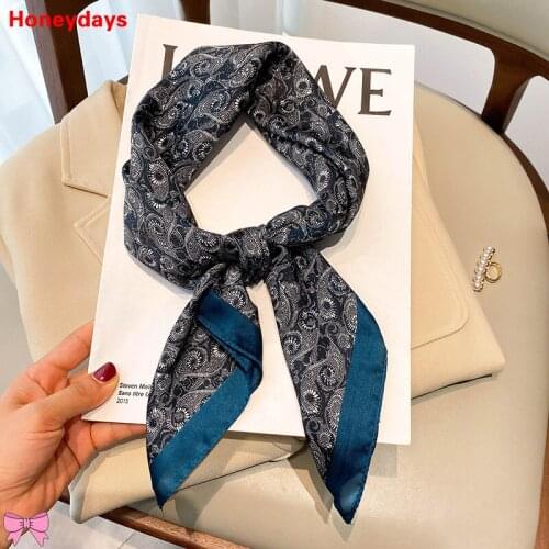 Fashion Printed Square Scarf Womens Handkerchief Square Decorative Shawl Stewardess Neck Scarfs Hair Ribbon Head Wrap for Women