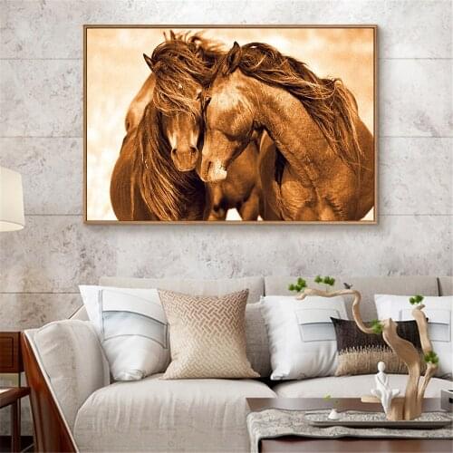 Modern Animal Horse Canvas Painting Romantic Animal Posters and Prints Wall Art Pictures for Home Decor (No Frame)
