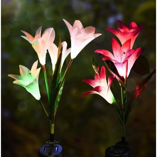 LED Solar Lily Lantern Simulation Lantern Outdoor Decorative Lawn Lamp Solar Panel Lamp Garden Lighting Inserting Lawn Light