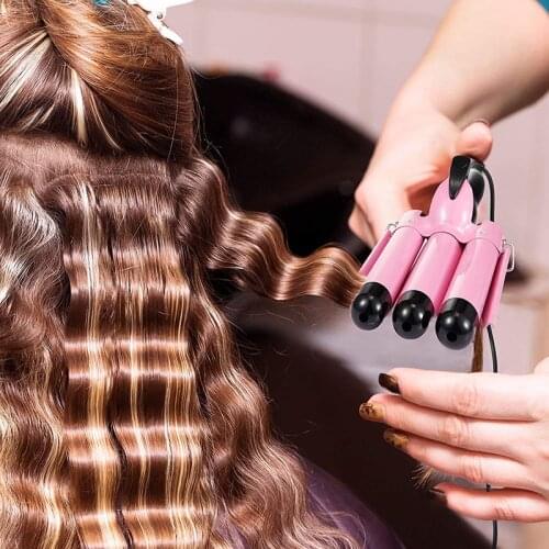 Triple Barrels Hair Waver Ceramic Hair Curling Iron Tourmaline Professional Hair Tools Hair Curler LCD Display Hair Styler Wand